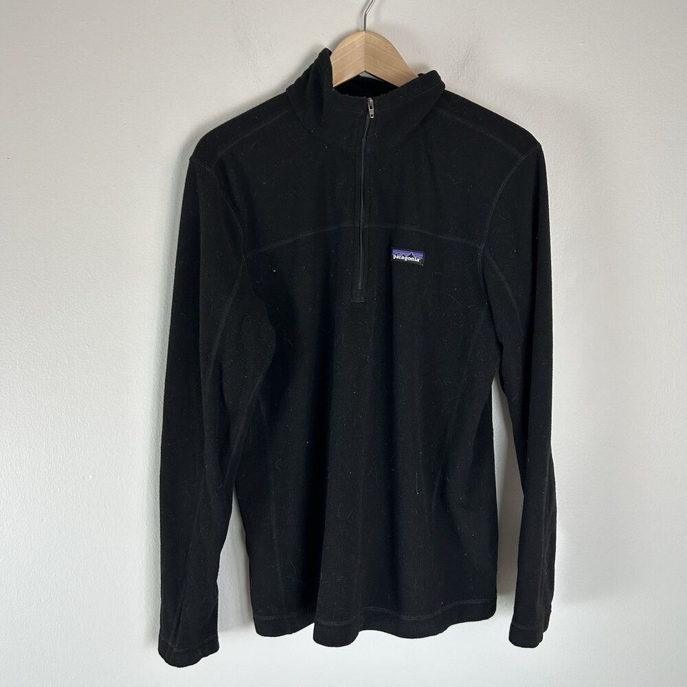 Patagonia Men's Black Fleece 1/4 Zip Mock Neck Pullover Long Sleeve Size M